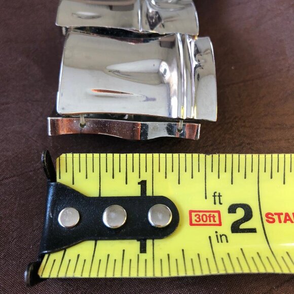 Silver-tone, Thick, Stretchy, Elasticized, Cuff Bracelet, Approximately 3" - Picture 8 of 8